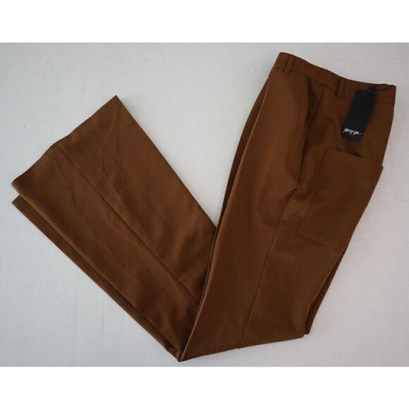 Nasty Gal Women's Sz 0 Camel Brown Tailored High Waisted Flared Dress Pants - Picture 8 of 9